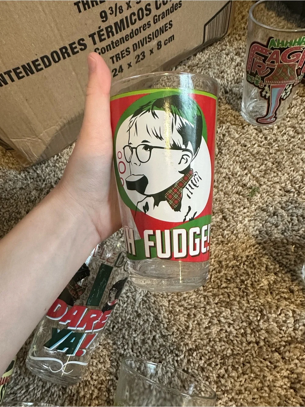 Set of 6 Christmas Story Glass cups